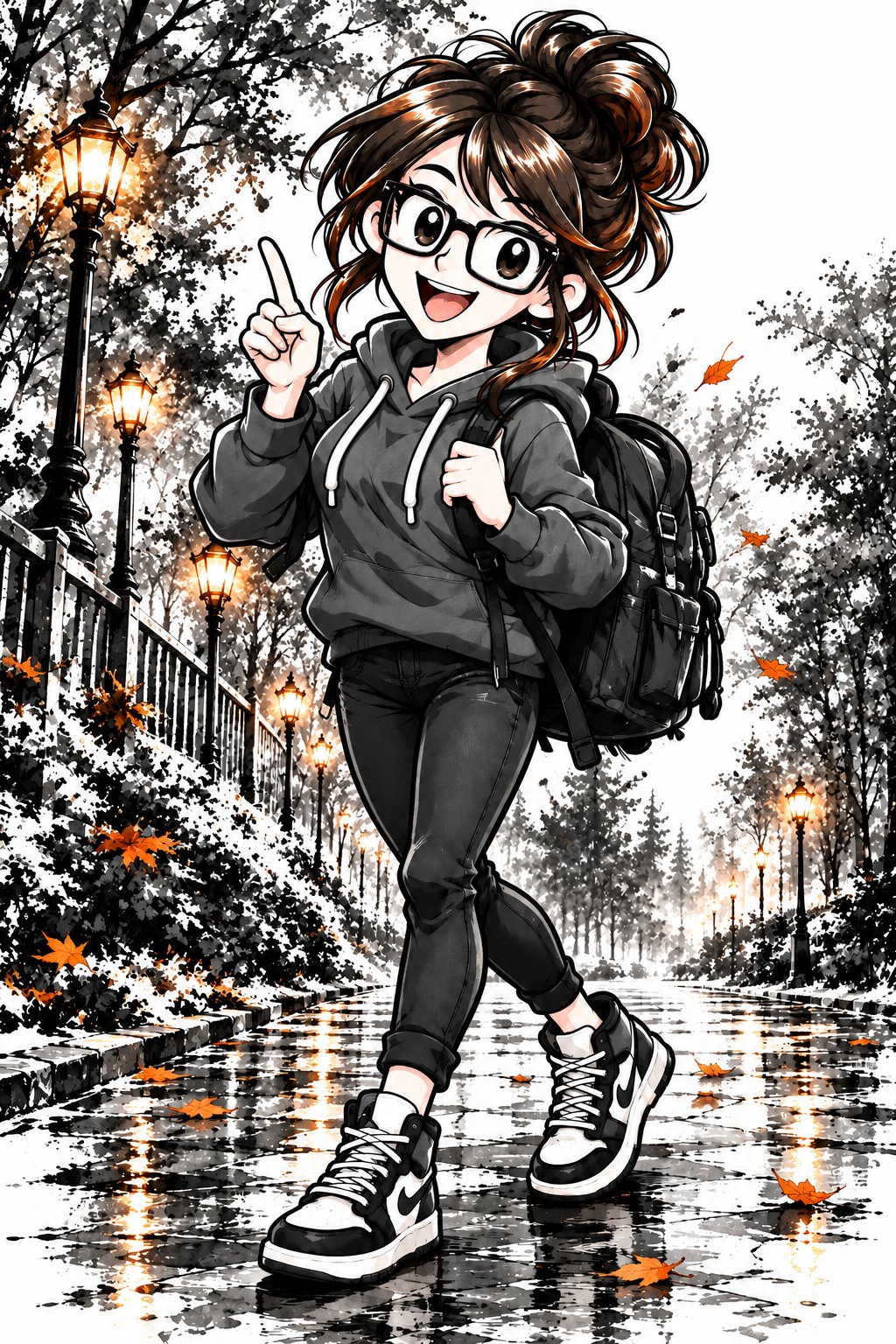 Semantic girl character in park